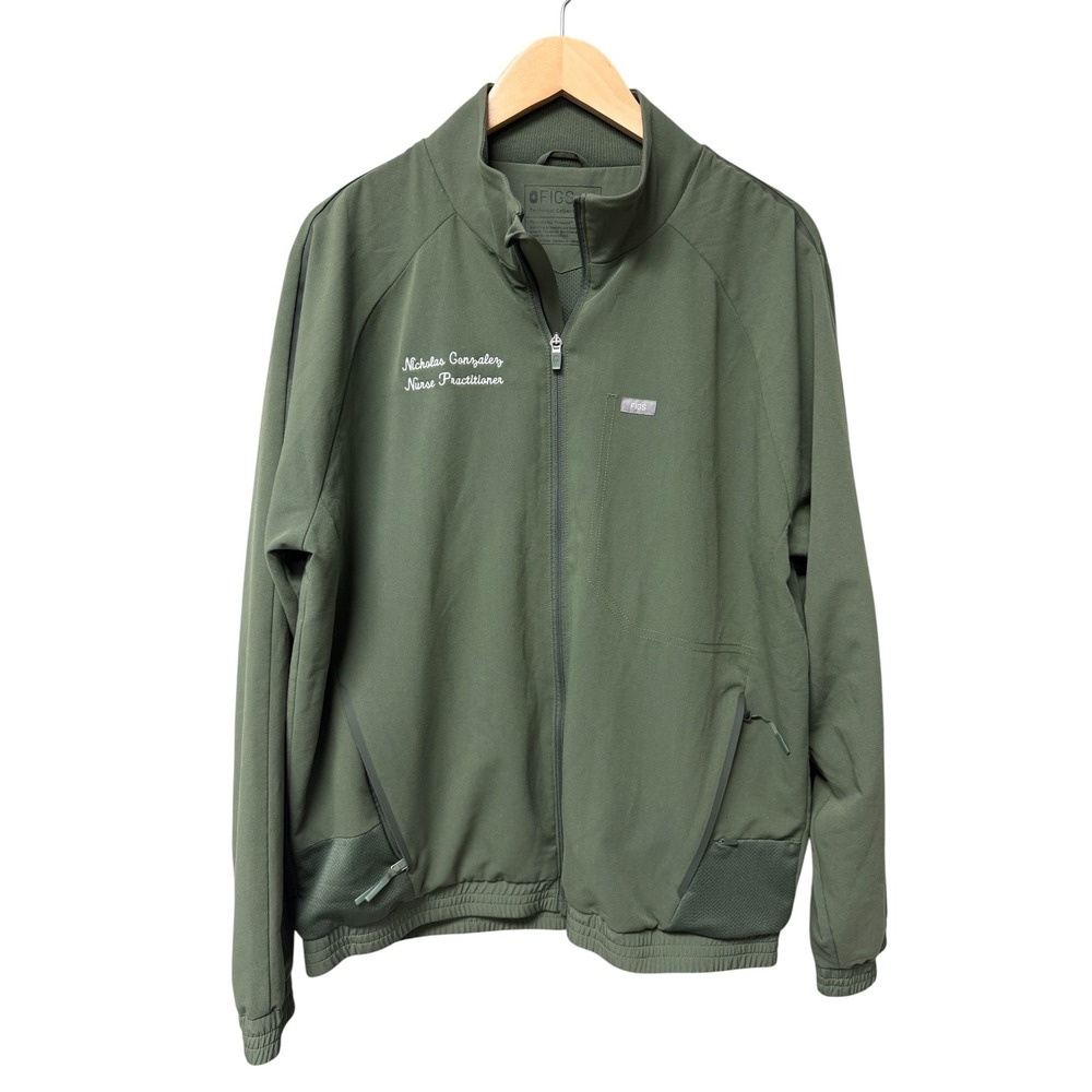 Figs Scrub Jacket Mens Large Green Technical Collection Full Zip Nurse Med Style